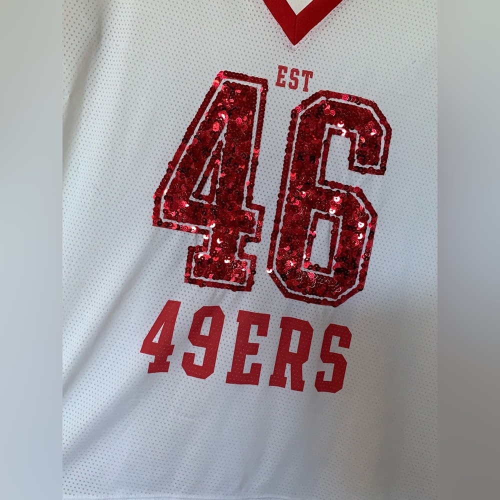 San Francisco 49ers Sequin Victoria’s Secret PINK Jersey Shirt 🌴 - Picture 3 of 8